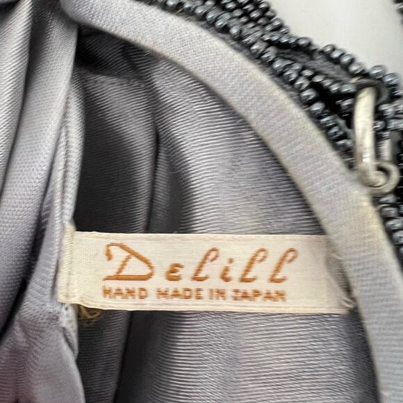 Delill Beaded Silver Evening Clutch Mini Bag Kisslock Closure Handmade in Japan - Picture 8 of 8